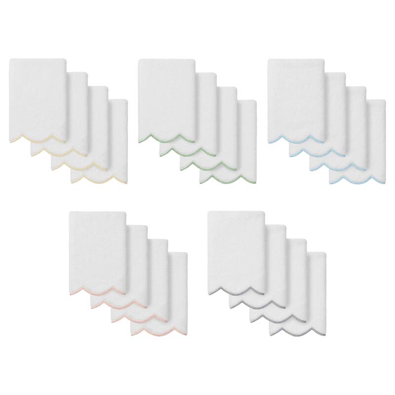 Authentic Hotel and Spa 100% Turkish Cotton ADORNIA Scallop Fingertip Towel Set