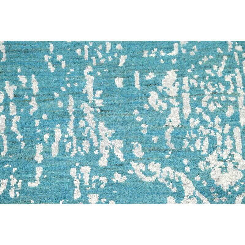 Wool/ Silk Vegetable Dye Distressed Versace Oriental Area Rug Handmade - 6'1" x 9'1"