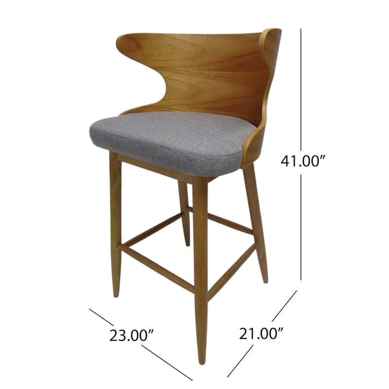 Modern Set of 2 Bar Stools with Backrest, Padded Seats, Solid Wood Frame for Bar Dining Room Living Room and Café