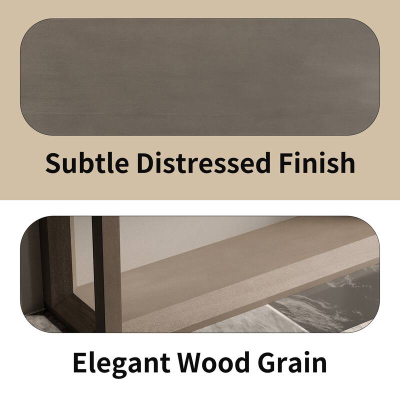 60" Rectangular Solid Wood Veneer Console Table with Ample Storage