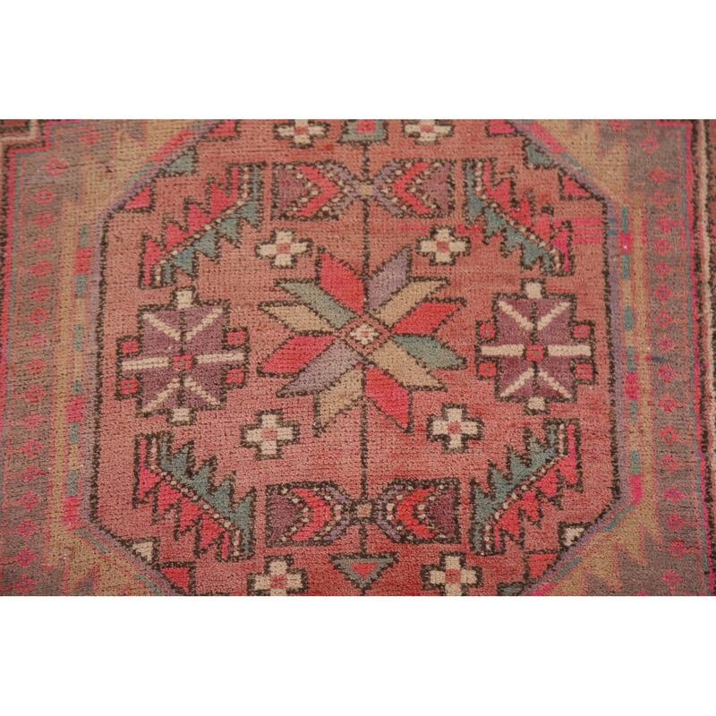 Ardebil Persian Vintage Runner Rug Handmade Hallway Wool Carpet - 3'6" x 10'3"