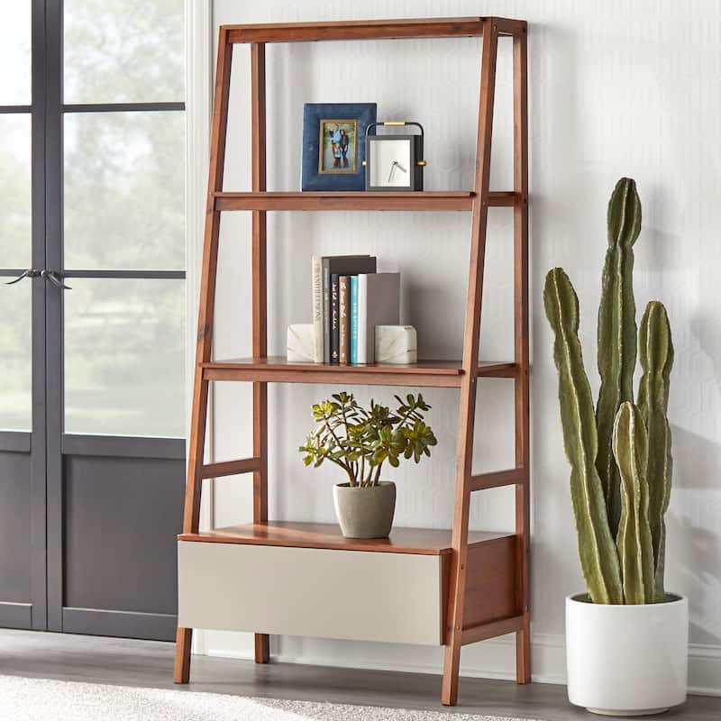Lifestorey Nordic Ladder Bookshelf - Walnut/Grey