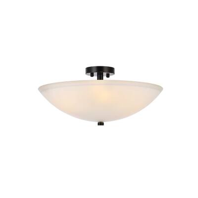 Jeanne 3 lights black and white glass flush mount - One Size