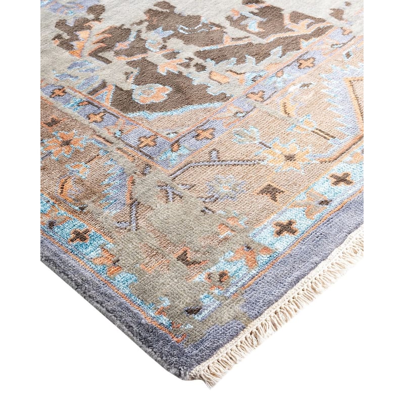 Ikat One-of-a-Kind Hand-Knotted Area Rug - Gray, 8' 1" x 10' 2" - 8' 1" x 10' 2"