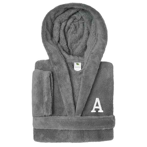slide 2 of 54, Sweet Kids 100% Polyester SUPER PLUSH Double Brushed Hooded Bathrobe with White Bookman Monogram A - Large