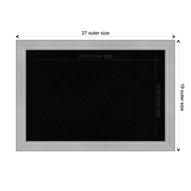 Vista Brushed Nickel Narrow Framed Black Corkboard Bulletin Board - Board Size 24x16