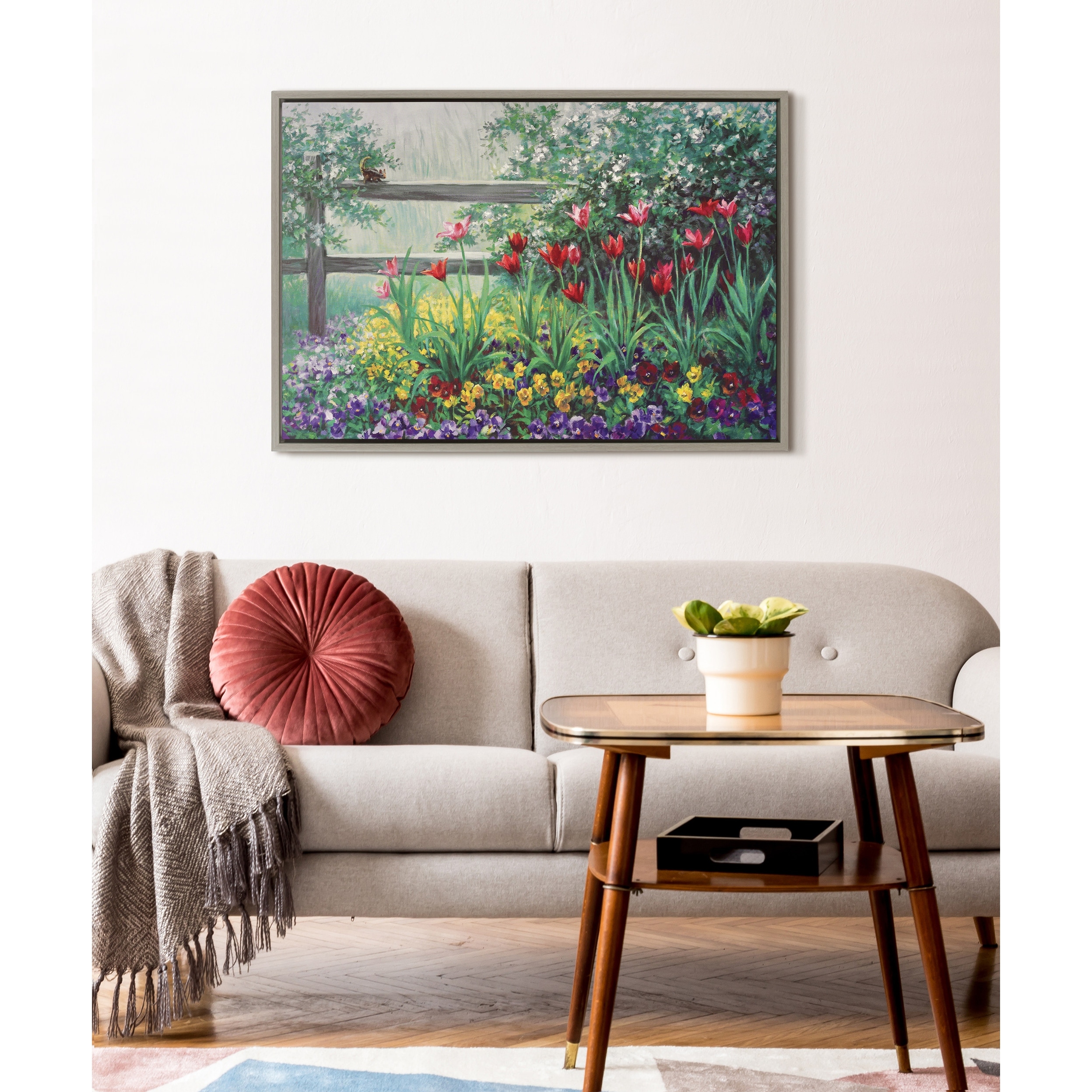 Kate and Laurel Sylvie Rail Garden Framed Canvas by Laurie Snow Hein Bed  Bath  Beyond 33788296