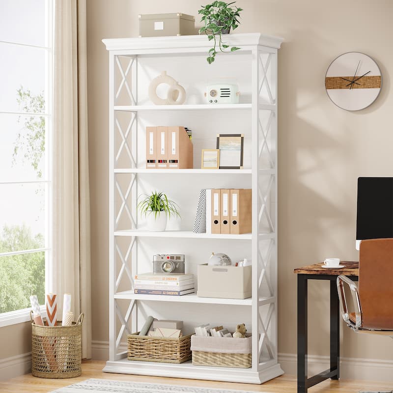 5-Tier Industrial Bookcase, 71 Inches Bookshelves and Bookcases