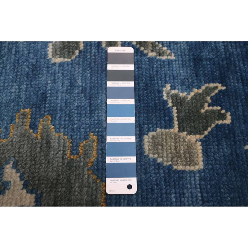 ECARPETGALLERY Hand-knotted Modern Oushak Dark Blue Wool Rug - 9'11 x 14'0