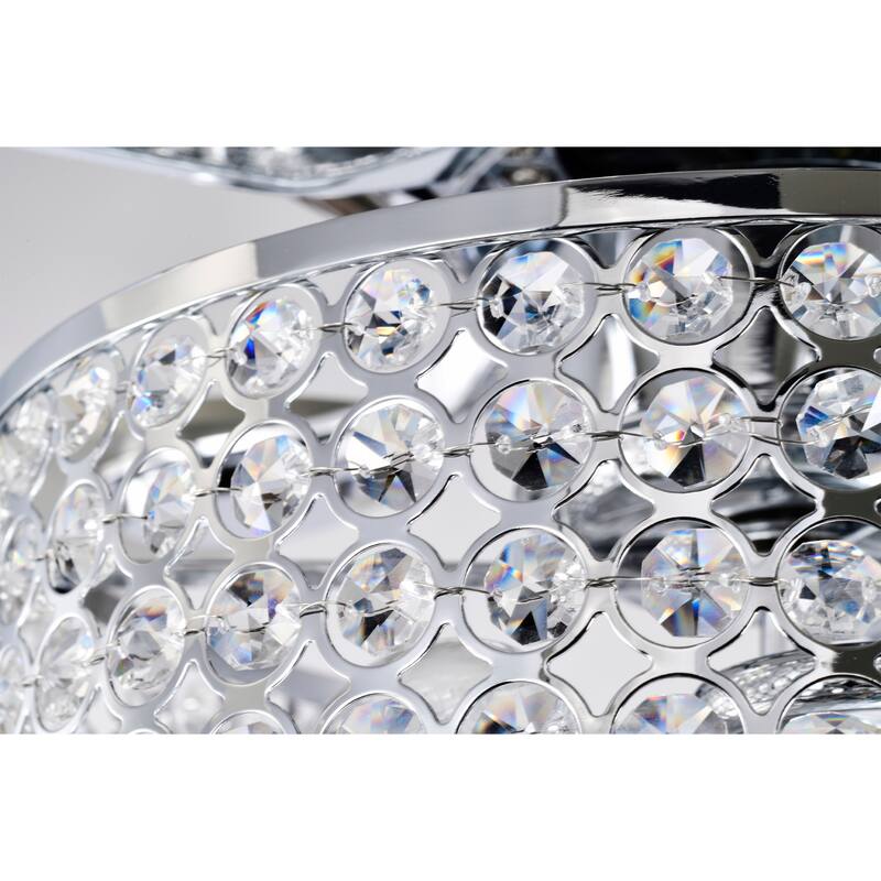 Callen 52 Inch Glam Style Chrome Finish Crystal Ceiling Fan 3 Light with Remote
