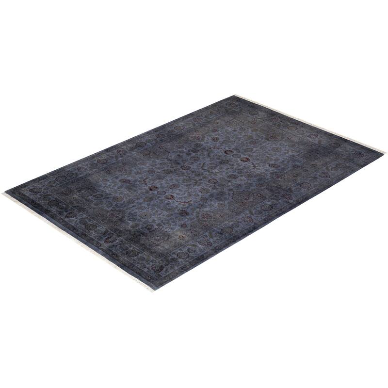 Overton Hand Knotted Wool Vintage Inspired Modern Contemporary Overdyed Gray Area Rug - 4' 7" x 6' 10"