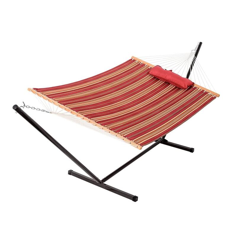 Outdoor Cotton Rope Hammock with 12FT Steel Stand