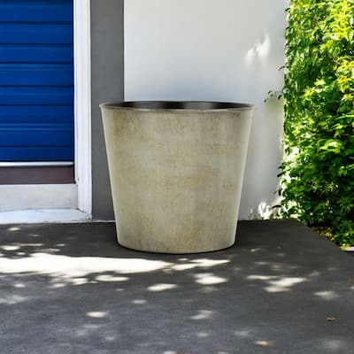 HomeRoots 9" Gray Recycled Plastic Indoor Outdoor Round Pot Planter