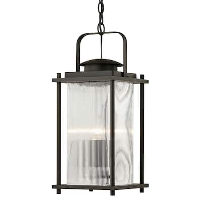 Troy Lighting James Bay 3-light Bronze Hanger with Clear Ribbed Glass