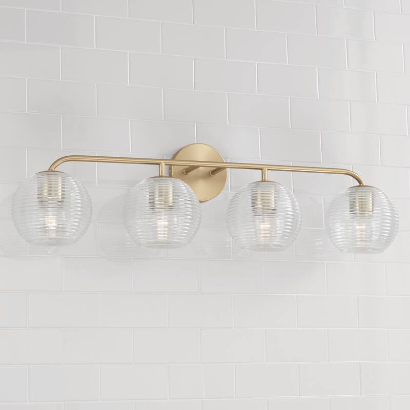Dolan 4-light Bath/ Vanity Fixture w/ Clear Ribbed Glass