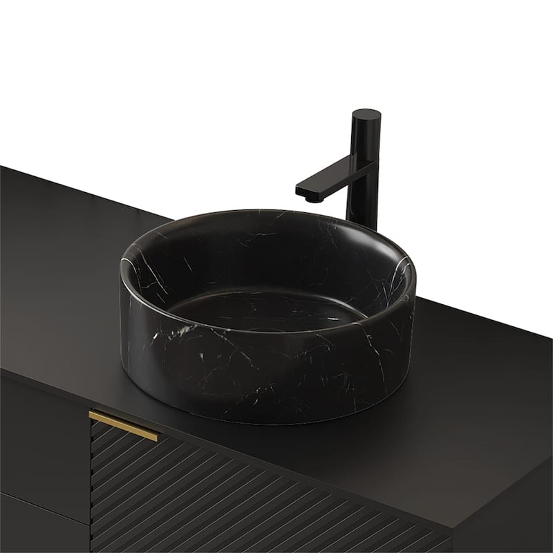 14" Matte Black Bathroom Round Ceramic Sink
