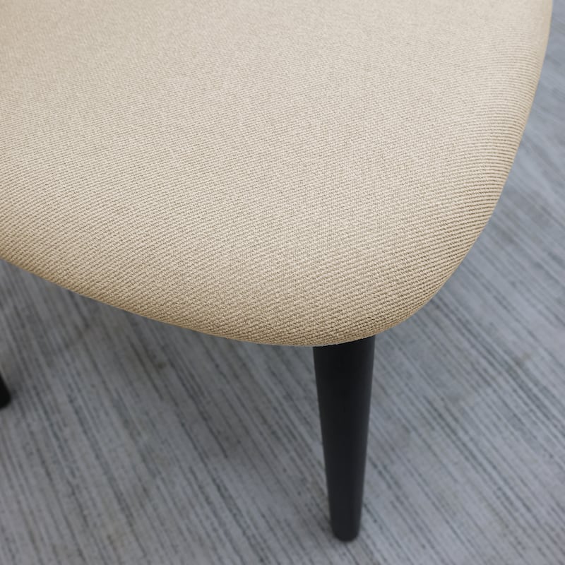 Cotton-Linen Fabric Upholstered Dining Chair with Black Solid Wood Legs, Armless Chair Set of 2 for Kitchen, Living