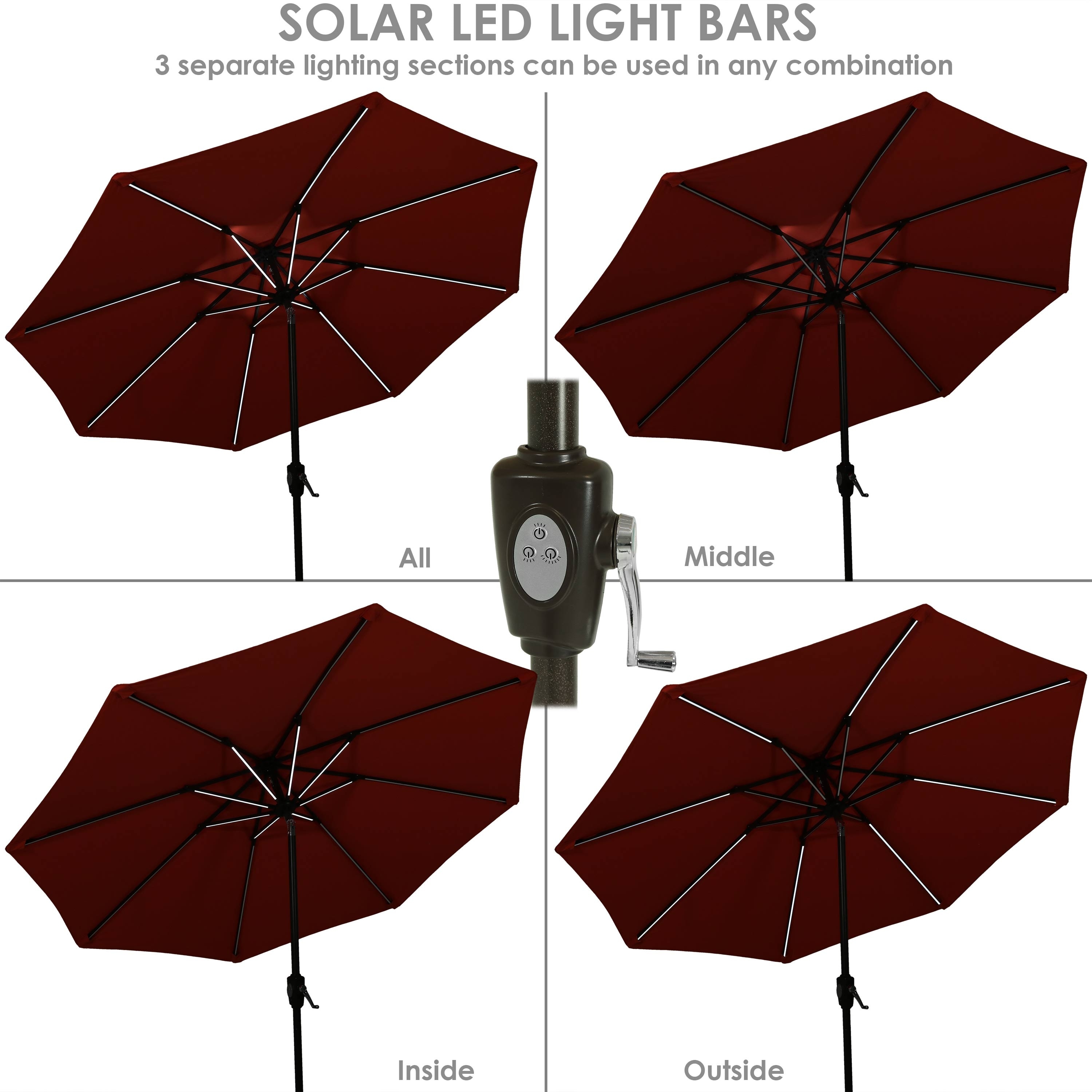 Shop Black Friday Deals On Sunnydaze 9 Fade Resistant Outdoor Patio Umbrella Solar Leds Rust Orange Overstock 28546997