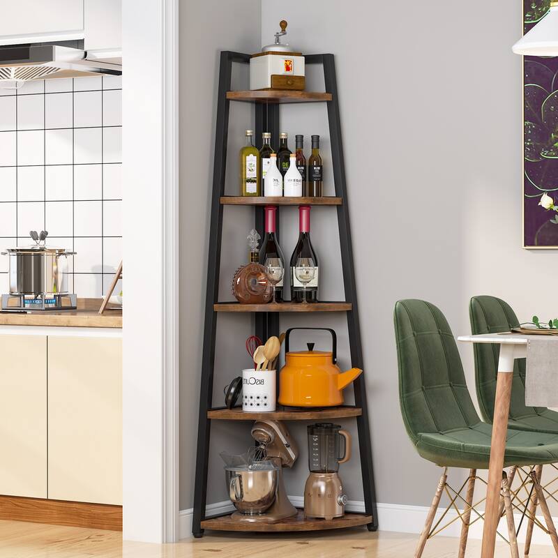 70 inch Tall Corner Shelf, Corner Bookshelf and Bookcase