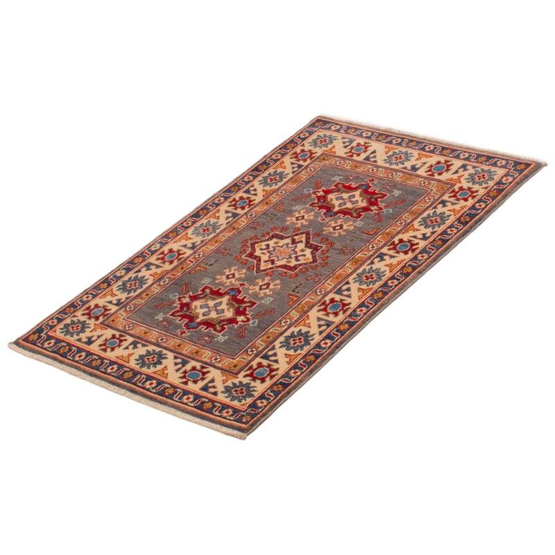ECARPETGALLERY Hand-knotted Uzbek Ghazni Grey Wool Rug - 2'8 x 4'1