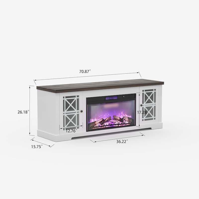 70" Fireplace TV Stand with 36" Remote, Up to 80"