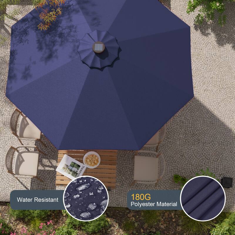 LIVOOSUN 9Ft Patio LED Market Umbrella Outdoor Table Steel Umbrella
