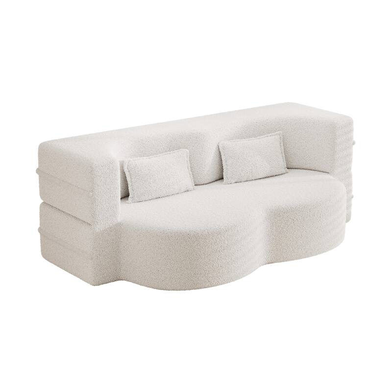 Convertible Teddy Fabric Foam-Filled Sleeper Sofa Bed