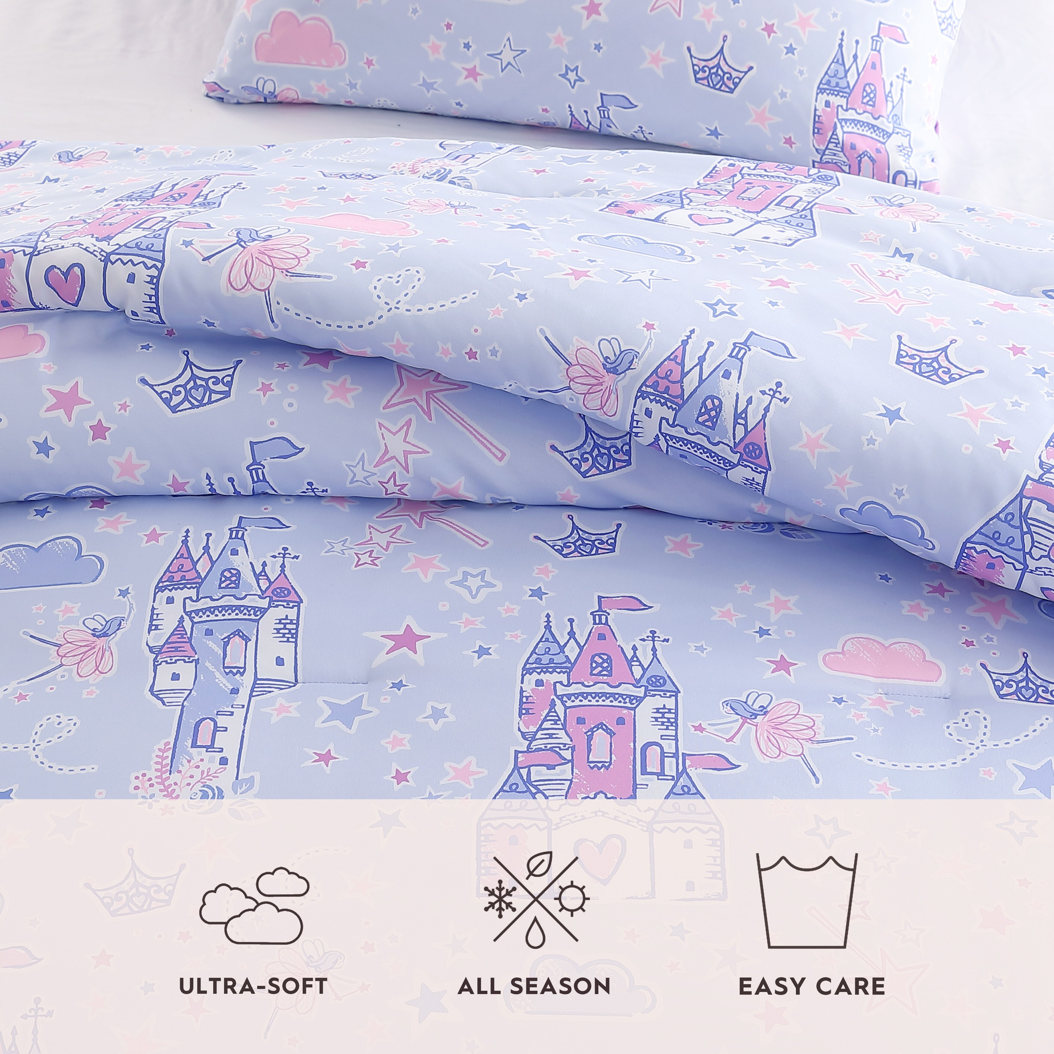 Laura Ashley Kids Star Castle Cozy Purple Comforter Bonus Set On