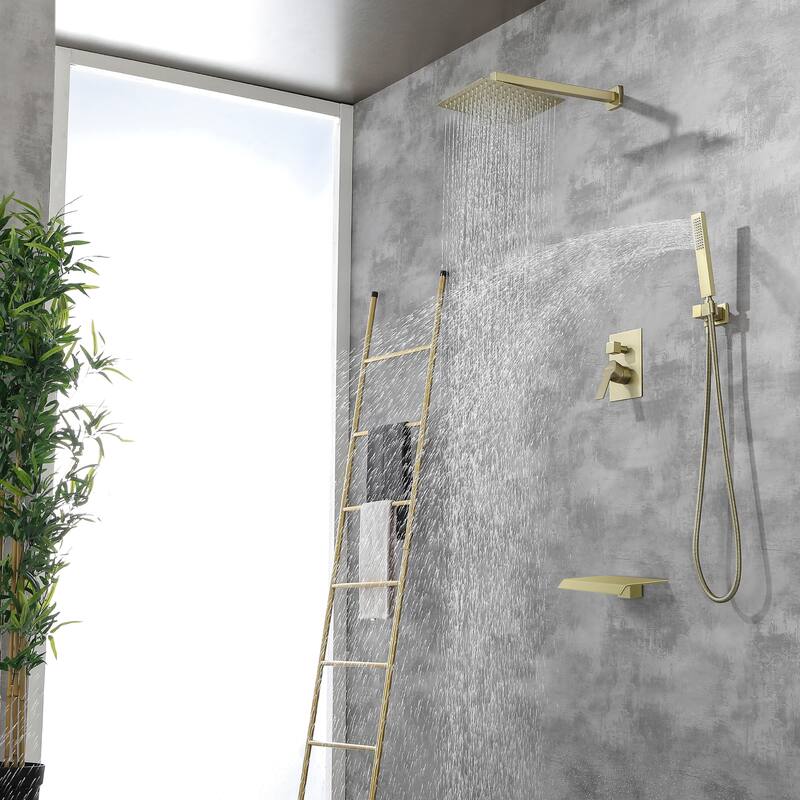 Clihome 10" Wall Mount Single-Handle 1-Spray Tub and Shower Faucet