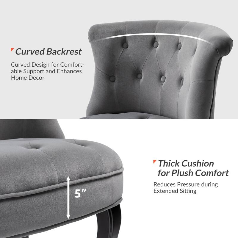 Paolino 25.1" Wide Traditional Velvet Button-tufted Back Stools with Wood Legs by HULALA HOME