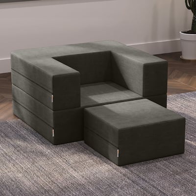 Jaxx Zipline Convertible Sleeper Chair and Ottoman/ Twin-size Bed