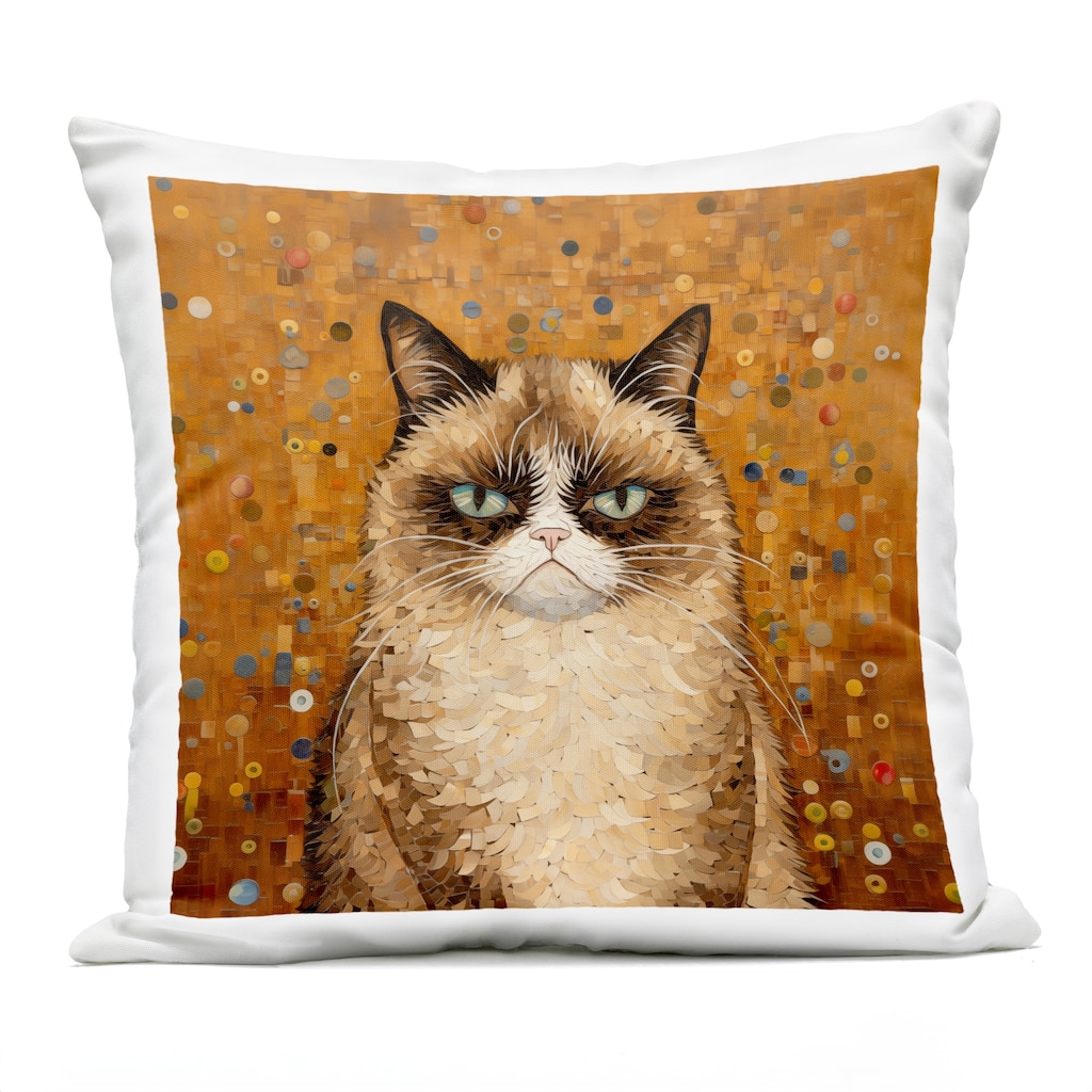 Stupell Grouchy Cat in Classic Style Printed Outdoor Throw Pillow Design by Arlington Prints