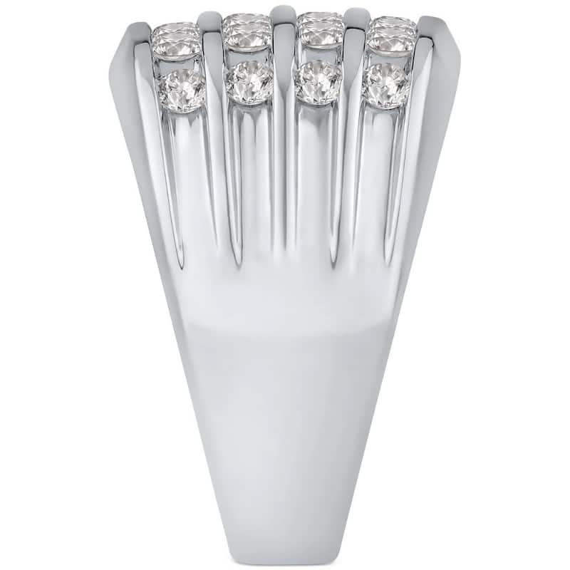2Ct Men's Diamond Multi-Row Ring 10k White Gold