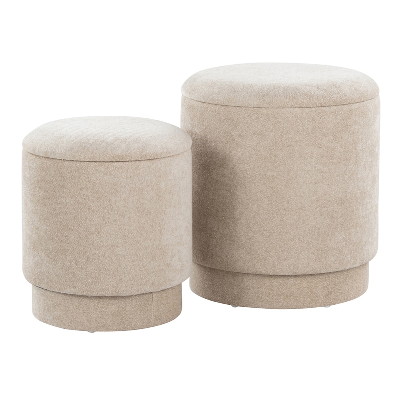 Marla Upholstered Contemporary Ottoman Set in Fabric by LumiSource