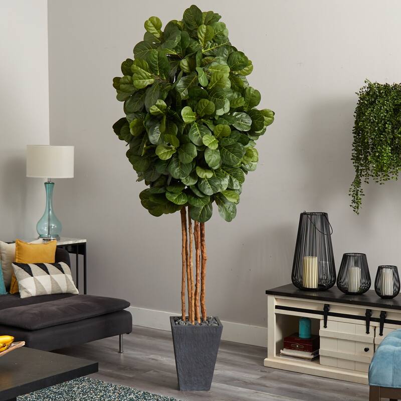Contemporary Artificial Tree with Planter - 7.5ft Indoor Cool Design Decor - Green - 61 Inches and Over