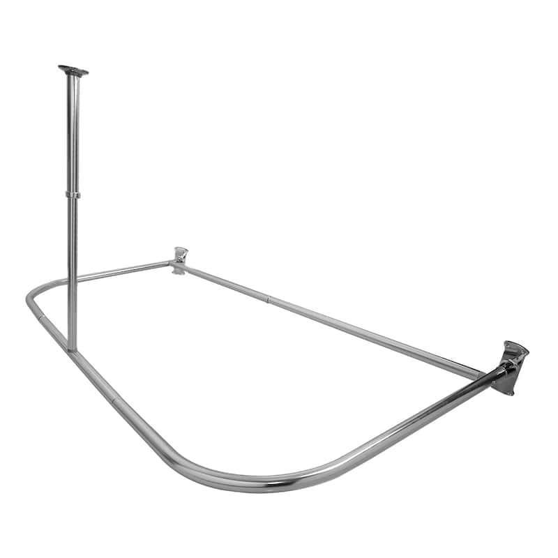 Utopia Alley Rustproof Aluminum D-shape Shower Rod With Ceiling Support for Freestanding Tubs, 60 * 25 in - Chrome