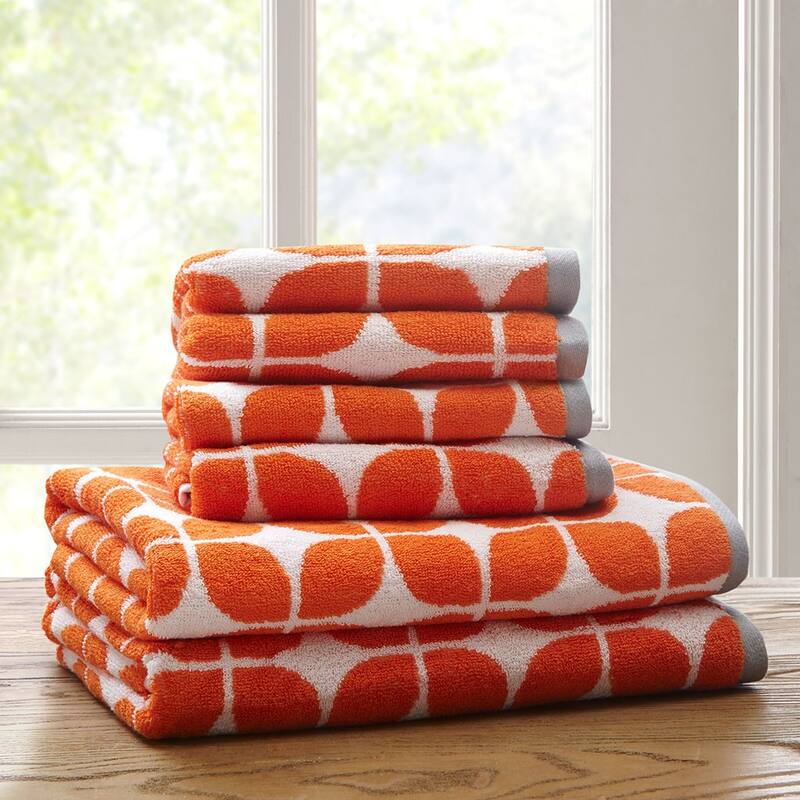 6 Piece Cotton Jacquard Bath Towel Set - N/A