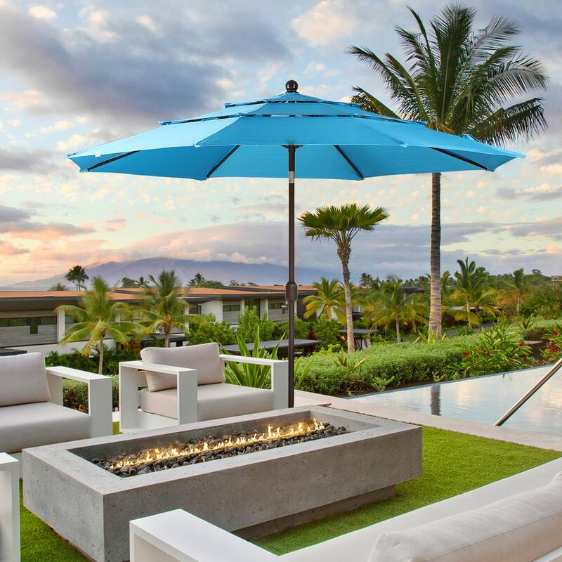 Aoodor Patio Umbrella 10 ft. for Dining Table Outdoor Market Yard Use 3 Tier Ventilation (Umbrella only)