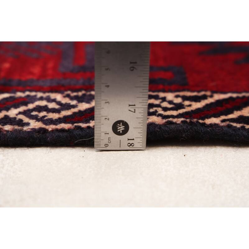 ECARPETGALLERY Hand-knotted Baluch Red Wool Rug - 3'7 x 6'8