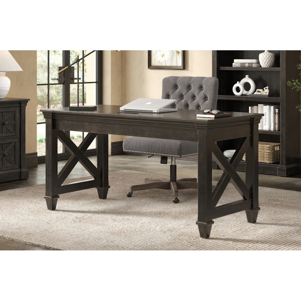 Traditional Wood Writing Desk, Dark Brown