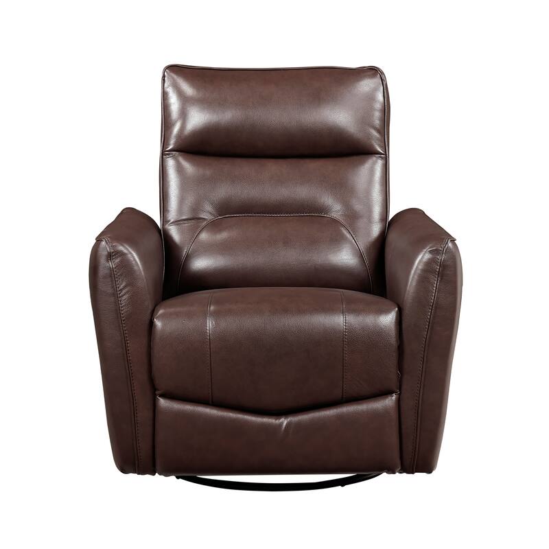 Esther 36" Leather Swivel Glider Recliner - Pull-Handle Motion