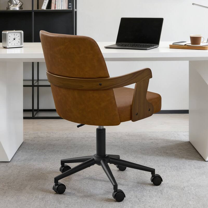 Swivel Home Office Chair Adjustable Height Desk Chair with Wheels and Armrests - 32.7"-36.6"H x 19.9"W x 22.8"D