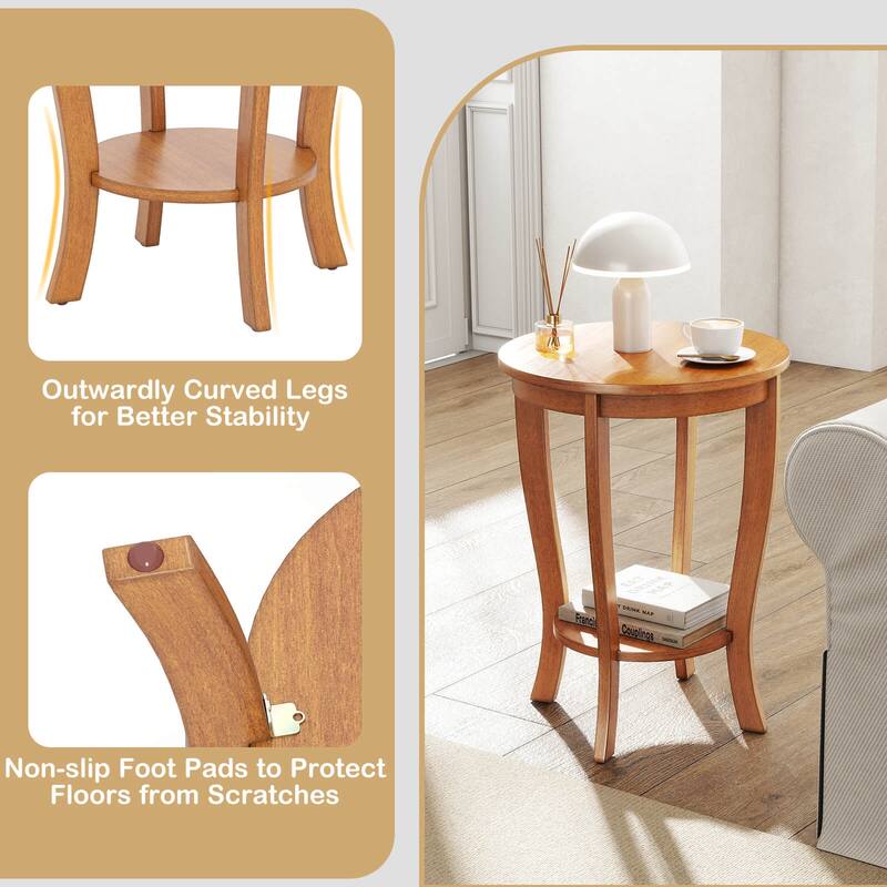 Costway 1/2 PCS 2-Tier End Table 18" Round Compact Sofa Side