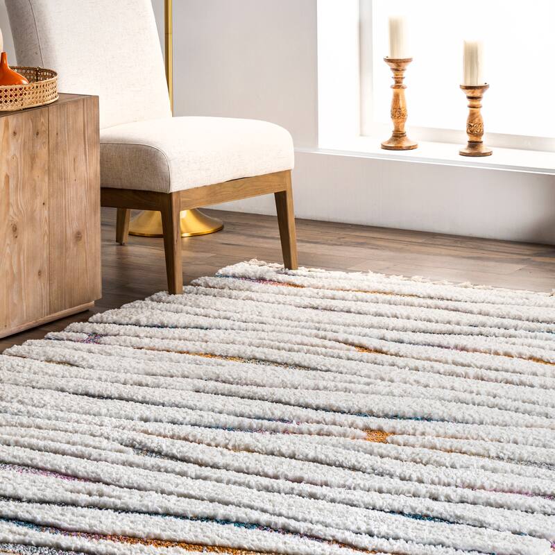 Nuloom Jodie Rainbow Zebra Braided Tassle Area Rug