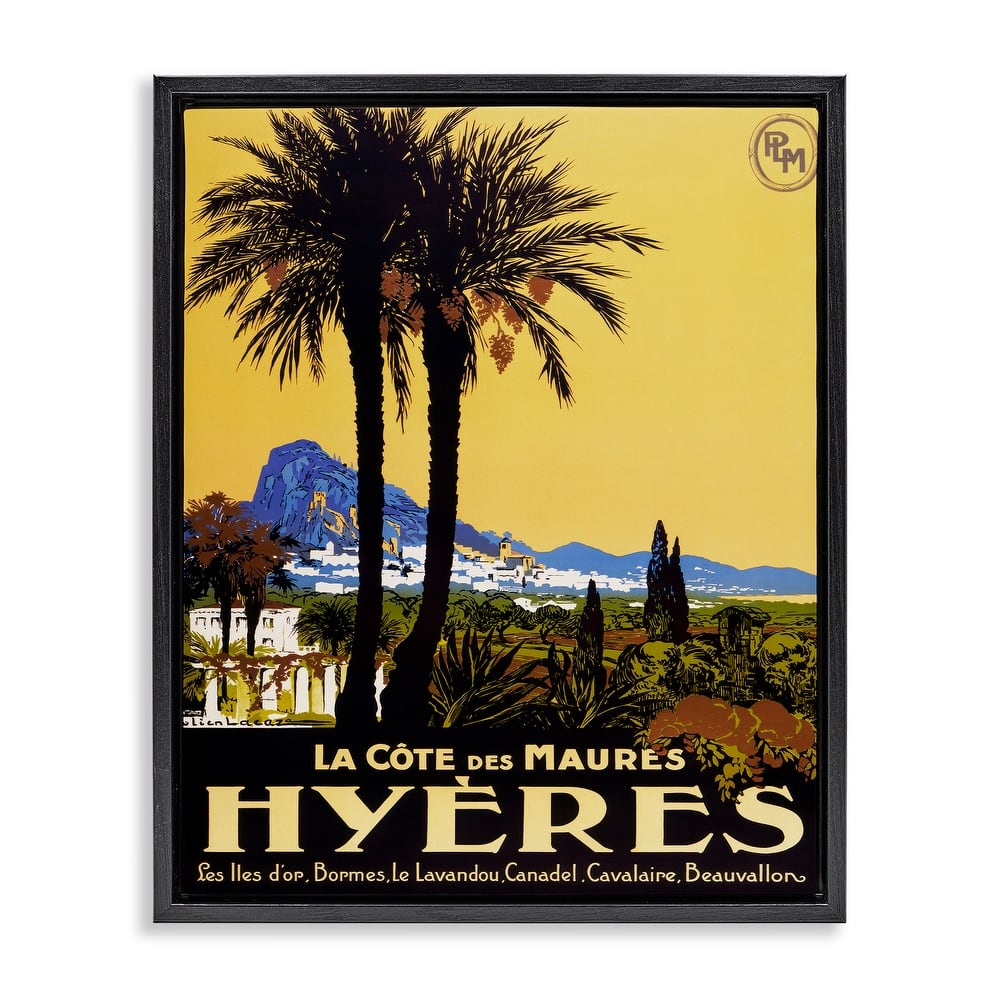 Stupell Vintage Tropical Travel Ad Framed Floater Canvas Wall Art Design By Marcus Jules