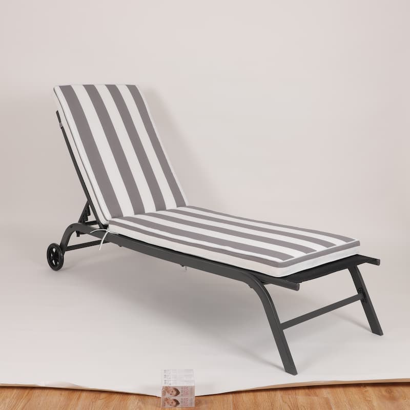 GDFStudio Bula Outdoor Chaise Lounge Cushion with Removable Cover (Set of 2)-ONLY CUSHION - 74.41" x 22.05"