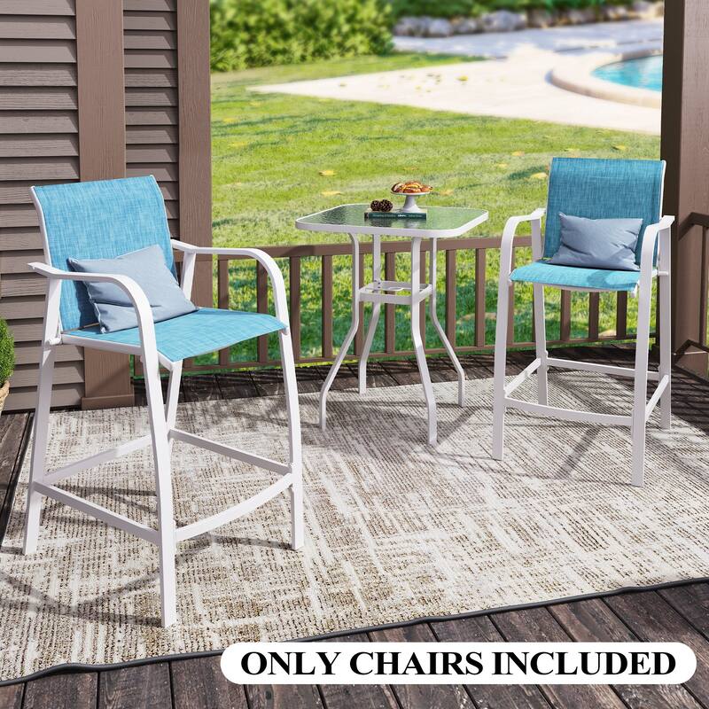Crestlive Products Outdoor Outdoor Cast Aluminum Swivel Bar Stools with Sunbrella Cushion