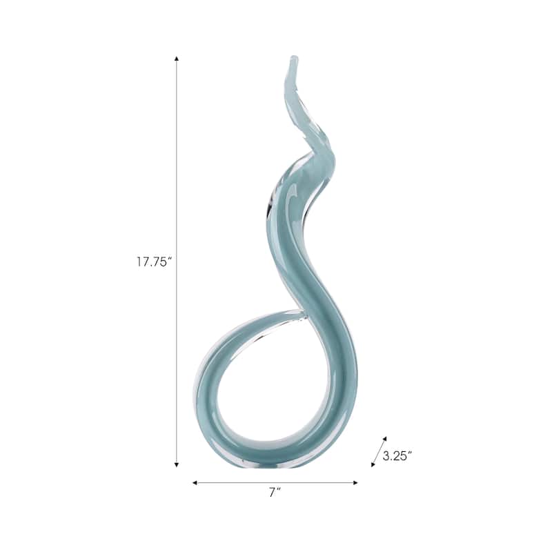 Glass Sculpture Statue Modern Abstract for Home Decor - 18" Blue - 17.75"