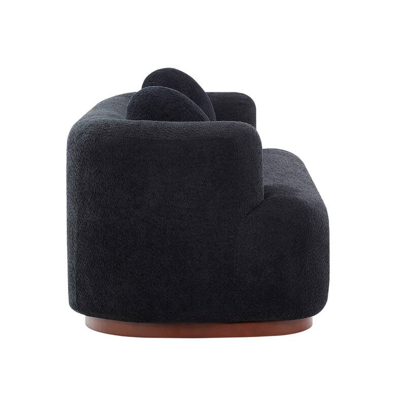 Christopher Knight Home - Polyster Upholstered 3-Seater 84.57" Compressed Sofa with Solid Rubberwood Base