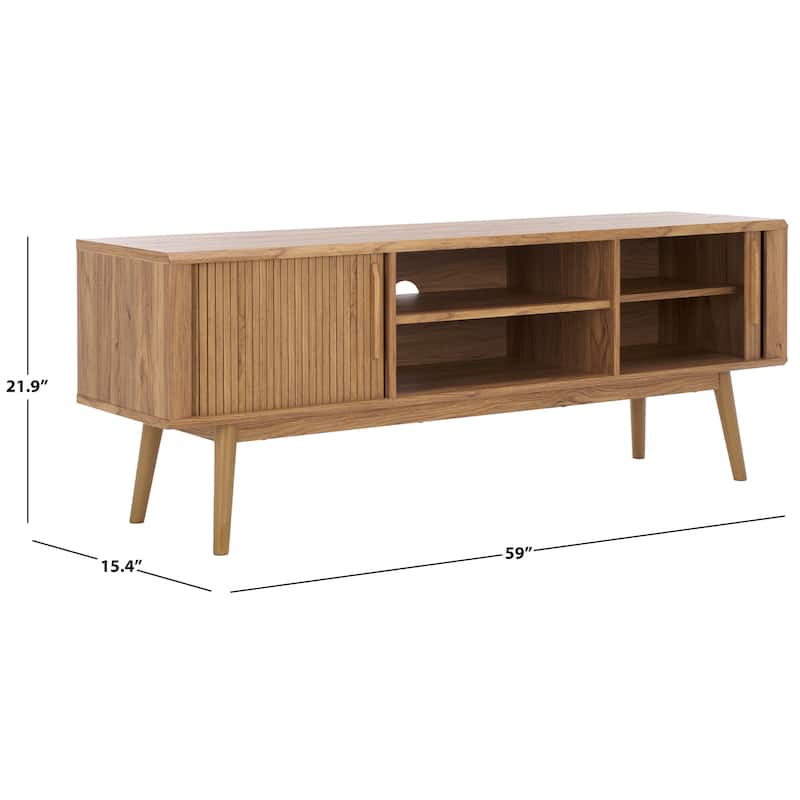 SAFAVIEH Aphra 2-Door 2-Shelf Entertainment Media Stand (Fits up to 65" Flatscreen TV) - 59 in. x 15.4 in. x 21.9 in.